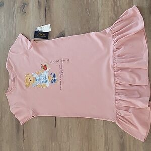 NWT Polo by Ralph Lauren Girls T-shirt Dress Pastel Pink Size 16yrs